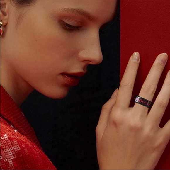 Stainless Steel Red and Black Celtic Dragon Ring, Size 7 - Picture 5 of 12